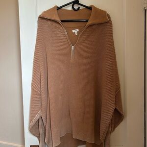 Aerie Camel Knit Half-Zip Sweater